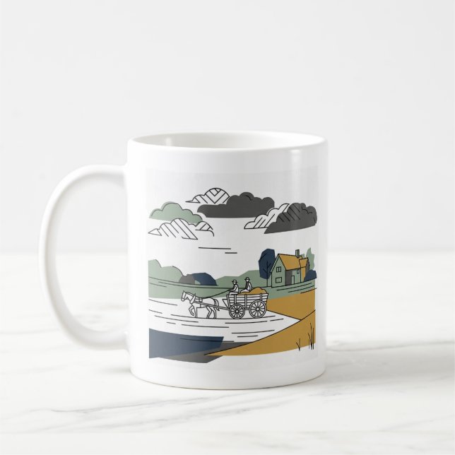 Constable’s Haywain Line Art Illustration Coffee Mug (Left)