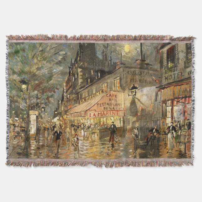 Constantin Korovin: Cafe La Marine, Paris Throw Blanket (Front)