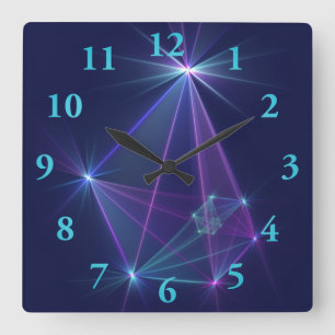Constellation, Abstract Fantasy Fractal Art Square Wall Clock