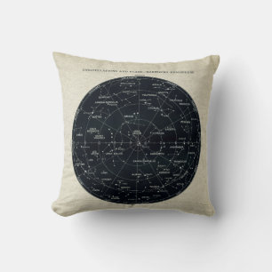 Constellation and Night Sky Star Chart Vintage Cushion