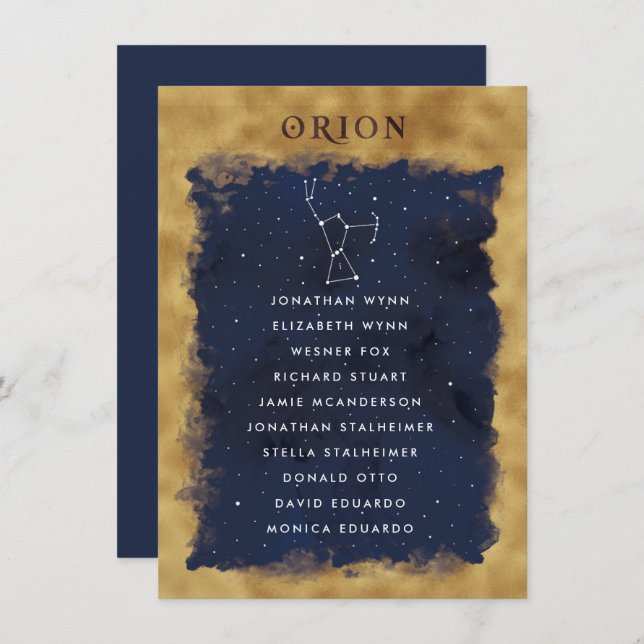 Constellation Celestial Seating Chart Card ORION (Front/Back)