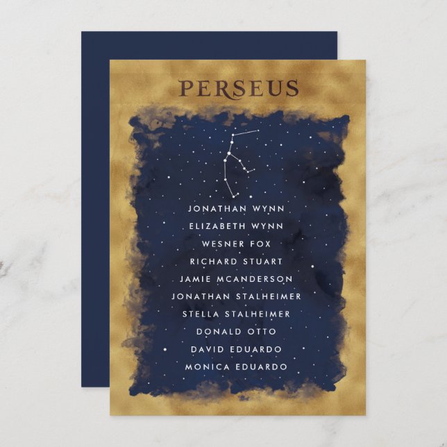 Constellation Celestial Seating Chart Card PERSEUS (Front/Back)