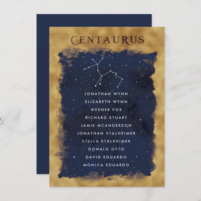 Constellation Celestial Seating Chart CENTAURUS (Front/Back)