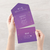 Constellation Gold Purple Ombre Wedding