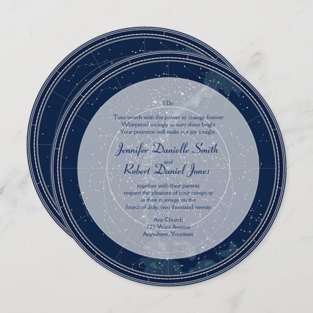Constellation Night Sky Wedding Invitation (Front/Back)