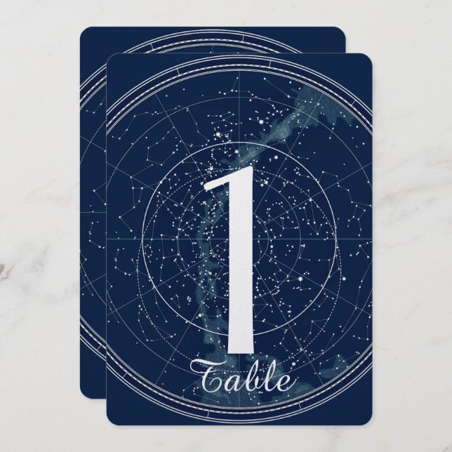 Constellation night Sky Wedding Table Number (Front/Back)