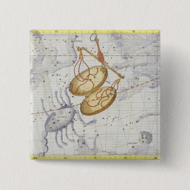 Constellation of Libra, plate 7 from 'Atlas Coeles 15 Cm Square Badge (Front)