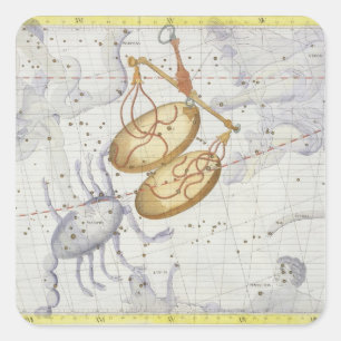 Constellation of Libra, plate 7 from 'Atlas Coeles Square Sticker