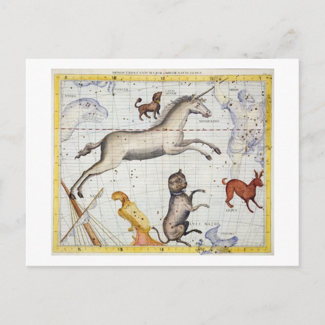 Constellation of Monoceros with Canis Major and Mi Postcard (Front)