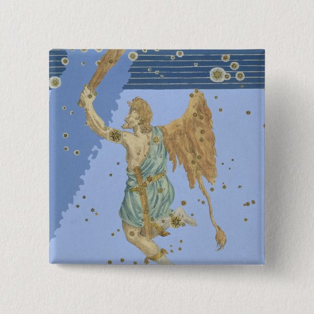 Constellation of Orion, from 'Uranometria' by Joha 15 Cm Square Badge (Front)