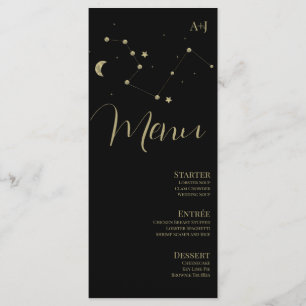 Constellation Script Black Gold Wedding Menu
