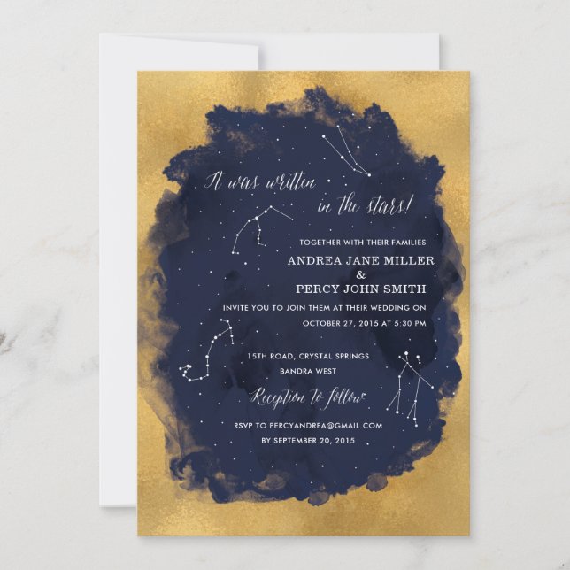 Constellation Star Celestial Wedding Invitation (Front)