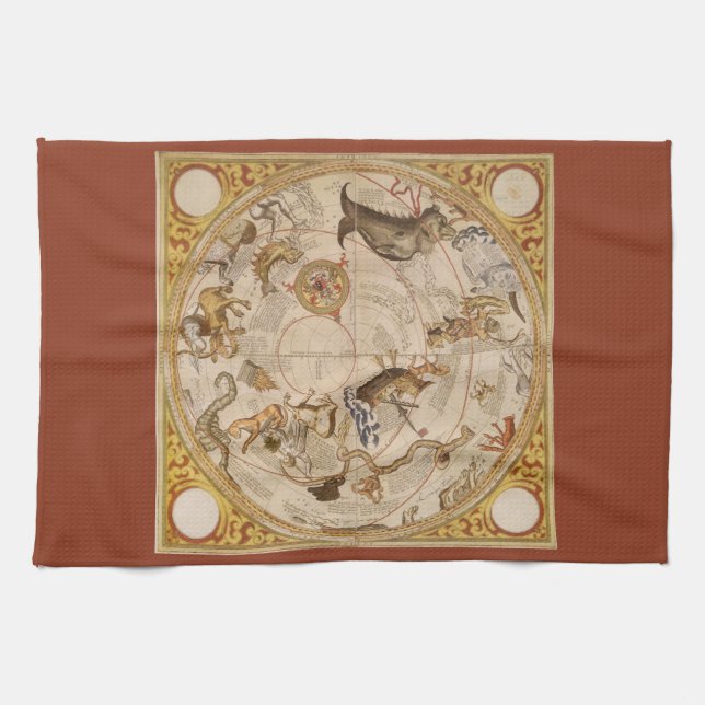 Constellation Stars Southern Sky Vintage Astronomy Tea Towel (Horizontal)