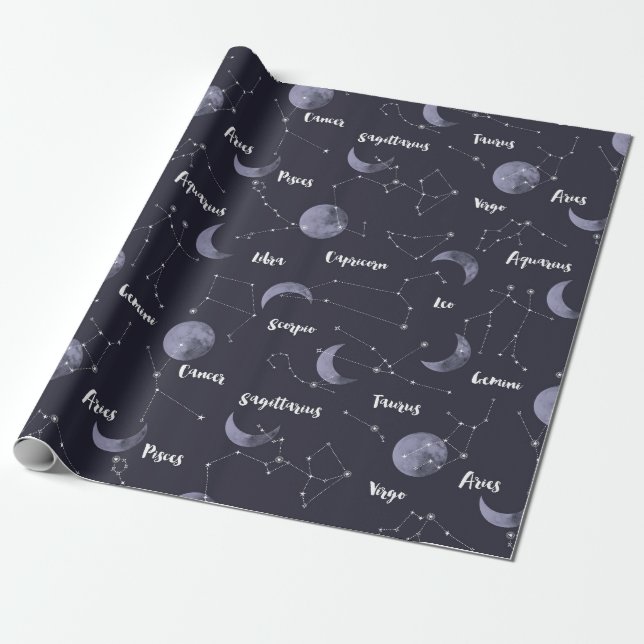 Constellation Theme Wrapping Paper (Unrolled)