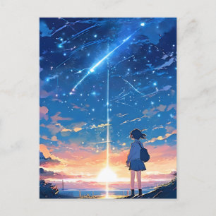 constellation with shooting stars postcard