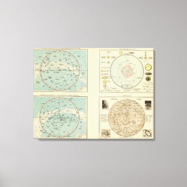 Constellations, Solar System, Moon Canvas Print (Front)