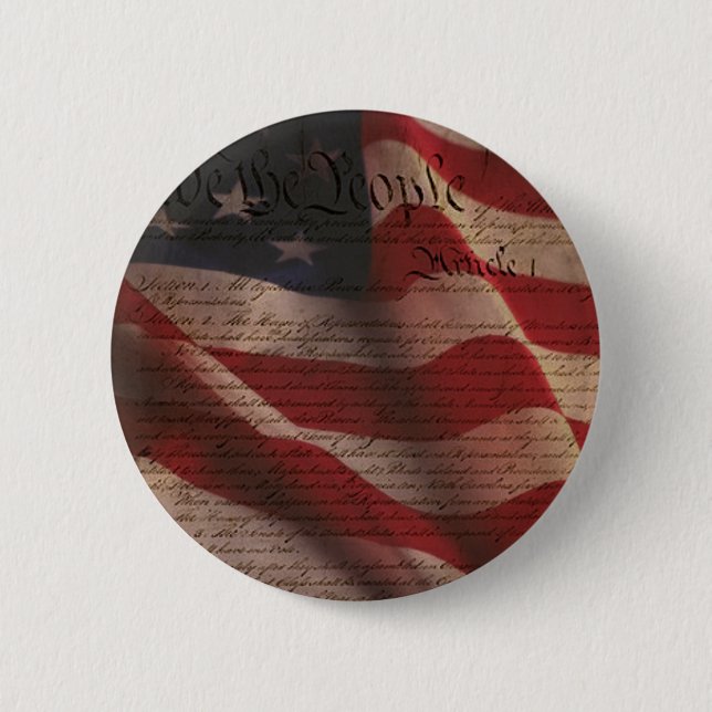 Constitution and Flag 6 Cm Round Badge (Front)