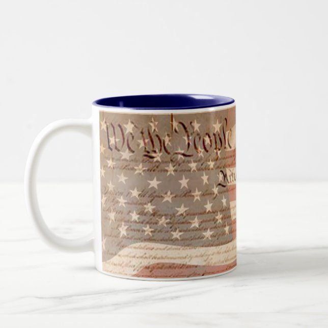 Constitution and the American flag Patriotic Two-Tone Coffee Mug (Left)