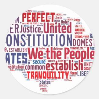Constitution of the United States in Shape of USA Classic Round Sticker