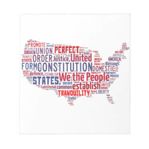 Constitution of the United States in Shape of USA Notepad