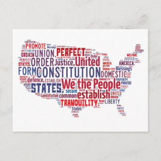 Constitution of the United States in Shape of USA Postcard