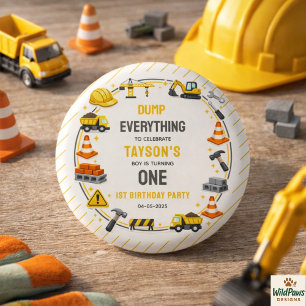 Construction 1ST Birthday   Builder Truck Party 3 Cm Round Badge