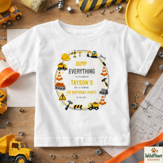 Construction 1ST Birthday | Builder Truck Party Baby T-Shirt