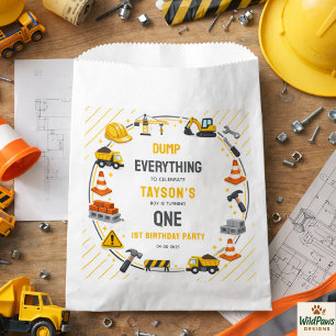 Construction 1ST Birthday Builder Truck Party Favour Bags