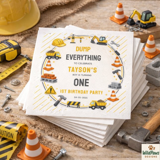 Construction 1ST Birthday | Builder Truck Party Napkin (Construction 1ST Birthday | Builder Truck Party Napkins
)
