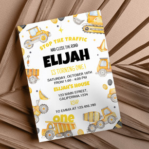 Construction 1st Birthday Invitation