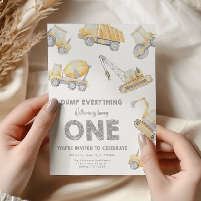 Construction 1st Birthday Party Invitation (Creator Uploaded)