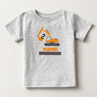 construction 2nd birthday - excavator-personalised baby T-Shirt