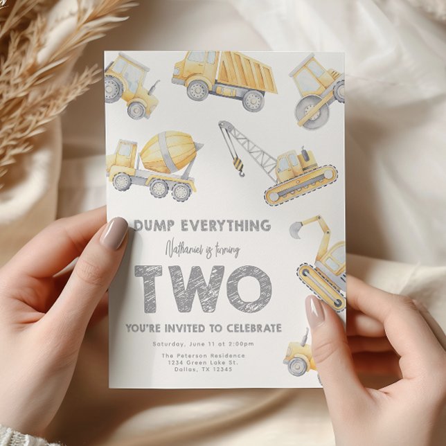 Construction 2nd Birthday Party Invitation (Creator Uploaded)