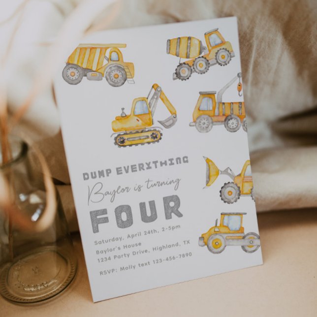 Construction 4th Birthday Invitation (Creator Uploaded)