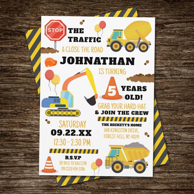 Construction 5th Birthday Invitation (Creator Uploaded)