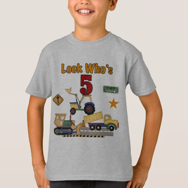 Construction 5th Birthday Tshirts and Gifts (Front)
