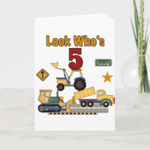 Construction 5th Birthday Tshirts and Gifts Card