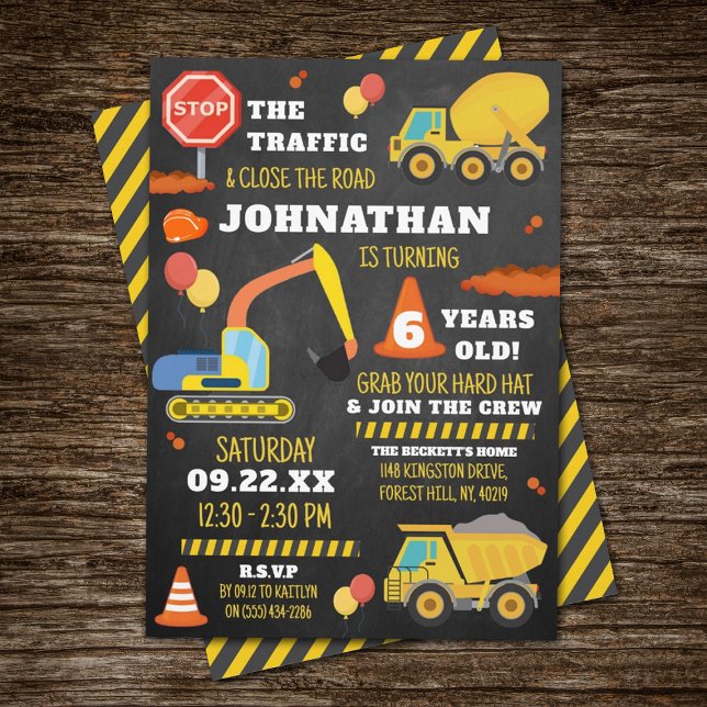 Construction 6th Birthday Invitation (Creator Uploaded)