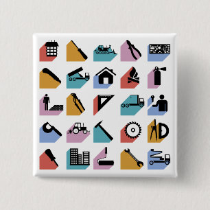 Construction and DIY Home Improvement Icons 15 Cm Square Badge