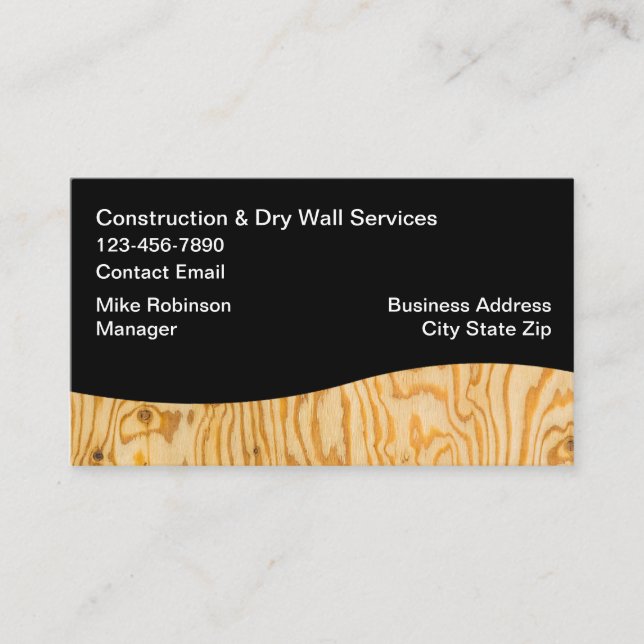 Construction And Drywall Services Business Card (Front)