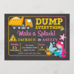 Construction and Mermaid Joint Birthday Invitation<br><div class="desc">All designs are © Happy Panda Print</div>