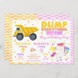 Construction and Unicorn Joint Birthday Invitation<br><div class="desc">All designs are © Happy Panda Print</div>