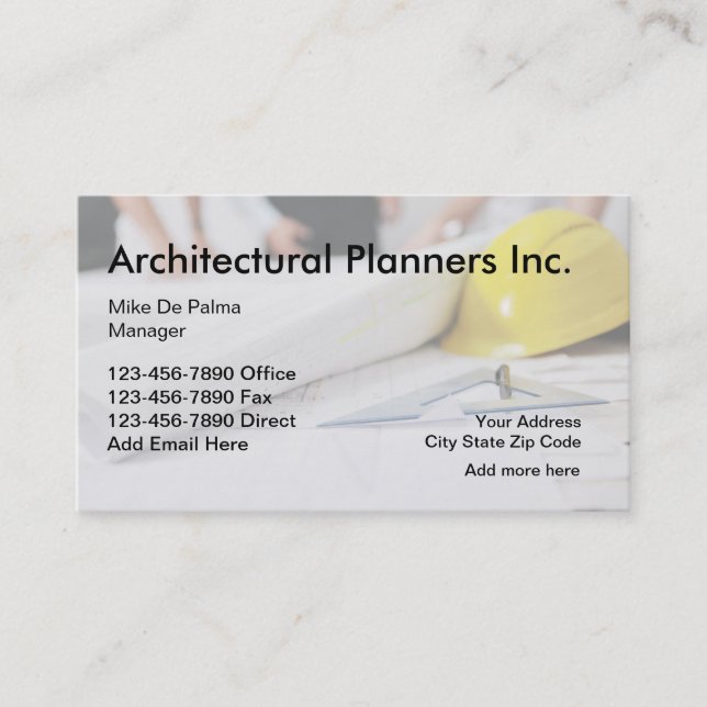 Construction Architect Services Business Card (Front)