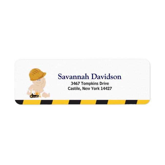 Construction Baby Custom Address Label (30) (Front)
