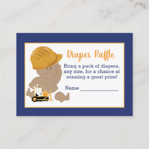 Construction Baby Shower Diaper Raffle Cards