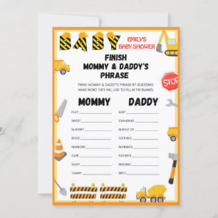 Construction Baby Shower Game - Editable Name - In Invitation