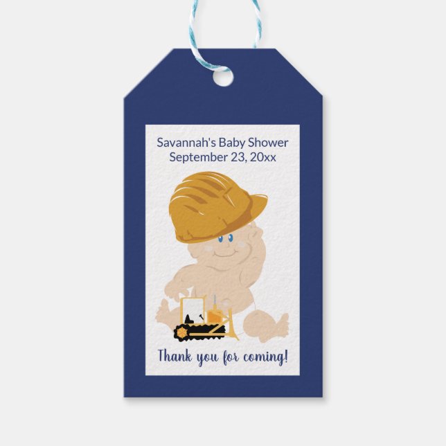 Construction Baby Shower Gift Tag (Front)