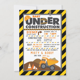 Construction baby shower invitation