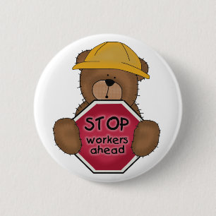 Construction Bear T-shirts and Gifts 6 Cm Round Badge