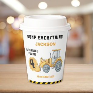 Construction Birthday 4th Dump Truck Party Paper Cups